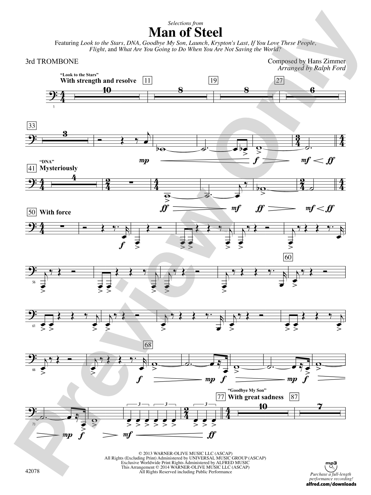 Man of Steel, Selections from: 3rd Trombone