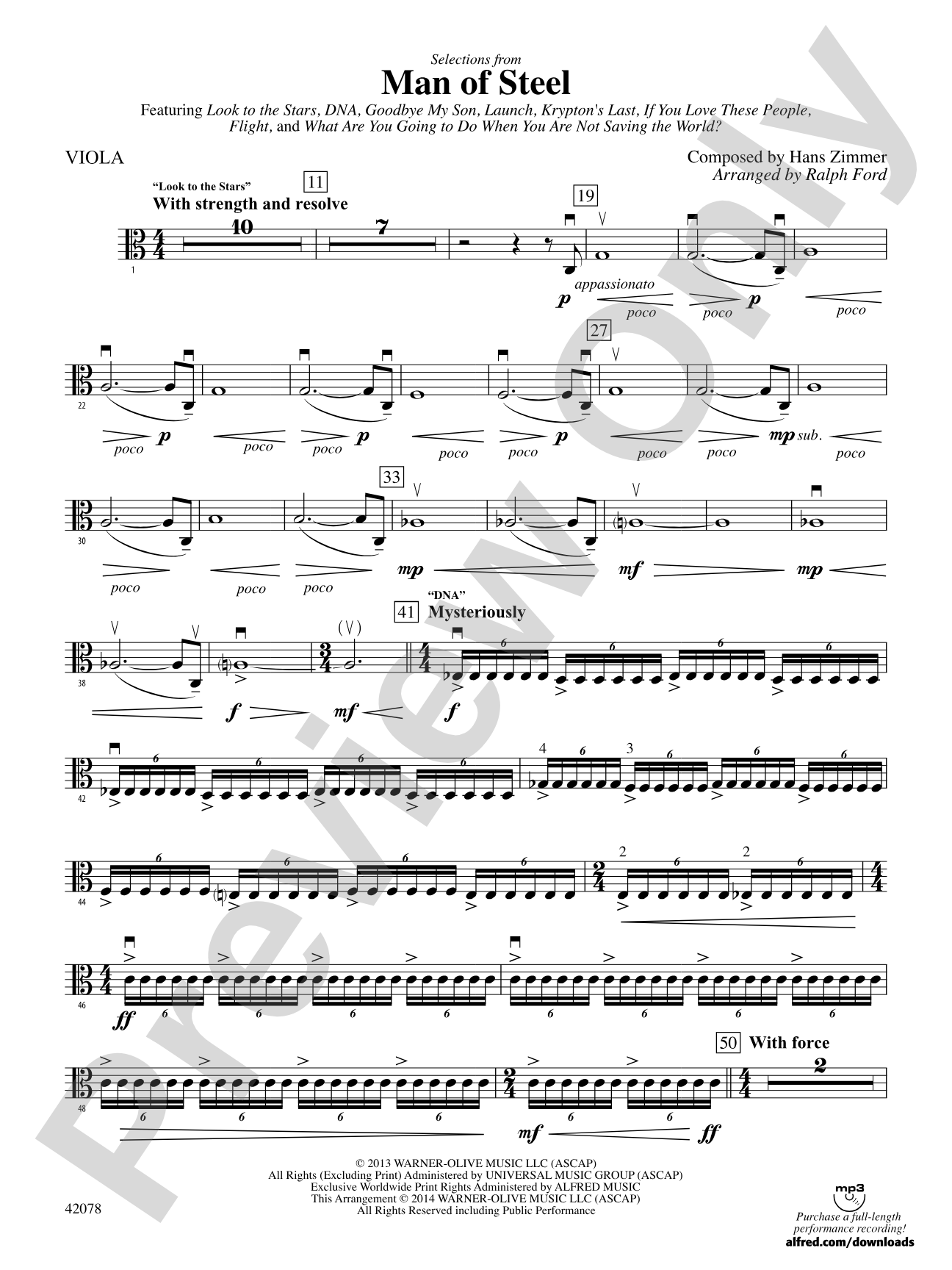 Man of Steel, Selections from: Viola