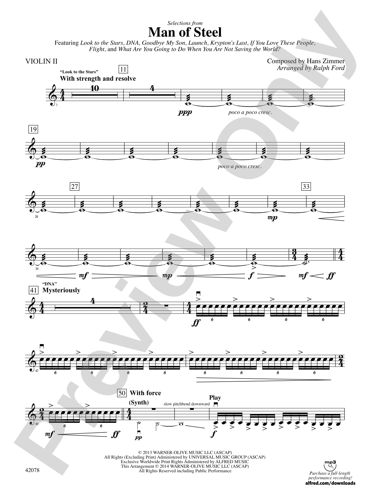 Man of Steel, Selections from: 2nd Violin