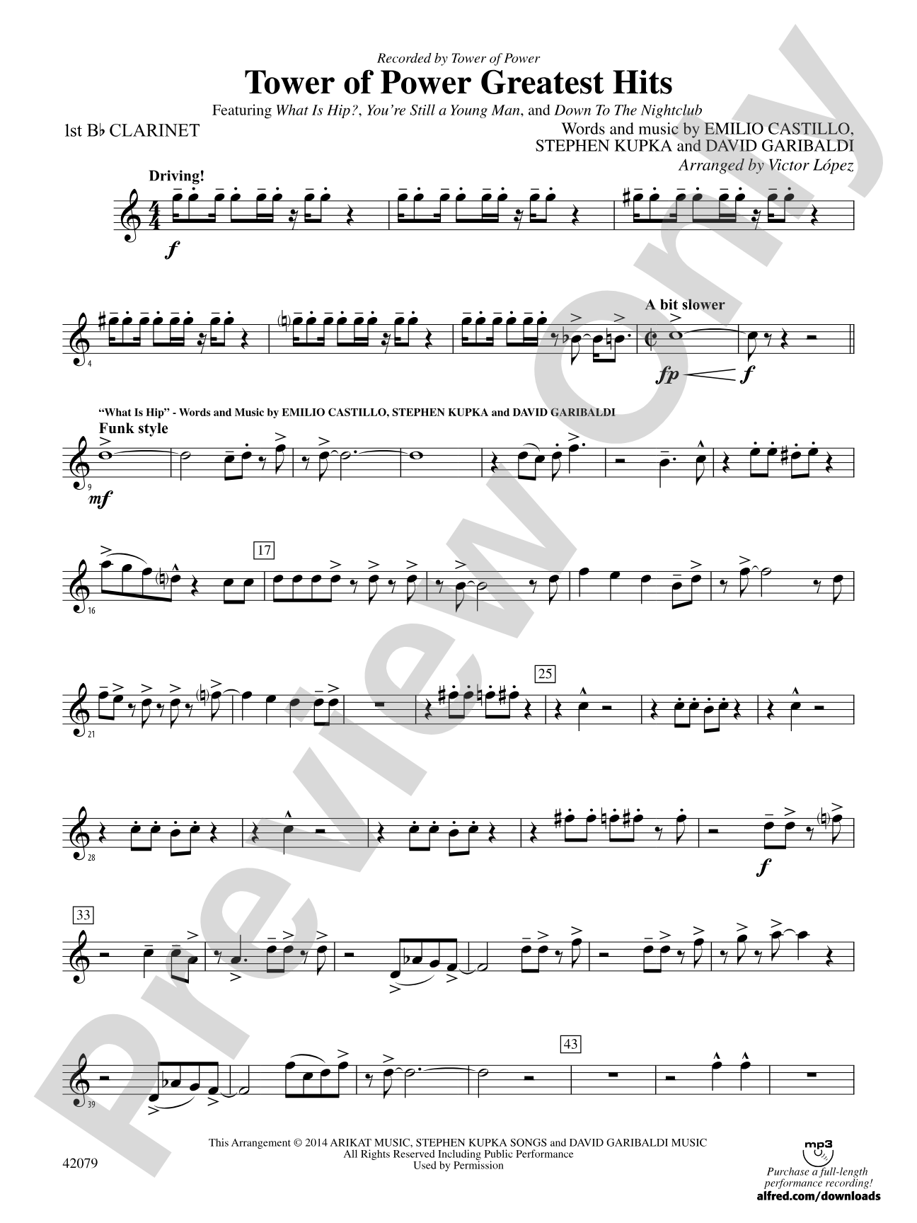 Tower of Power Greatest Hits: 1st B-flat Clarinet