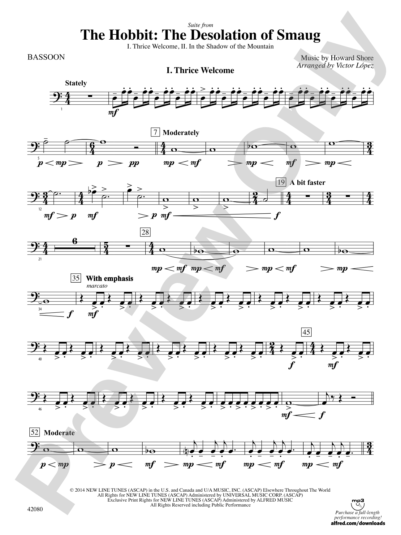 Suite from The Hobbit: The Desolation of Smaug: Bassoon