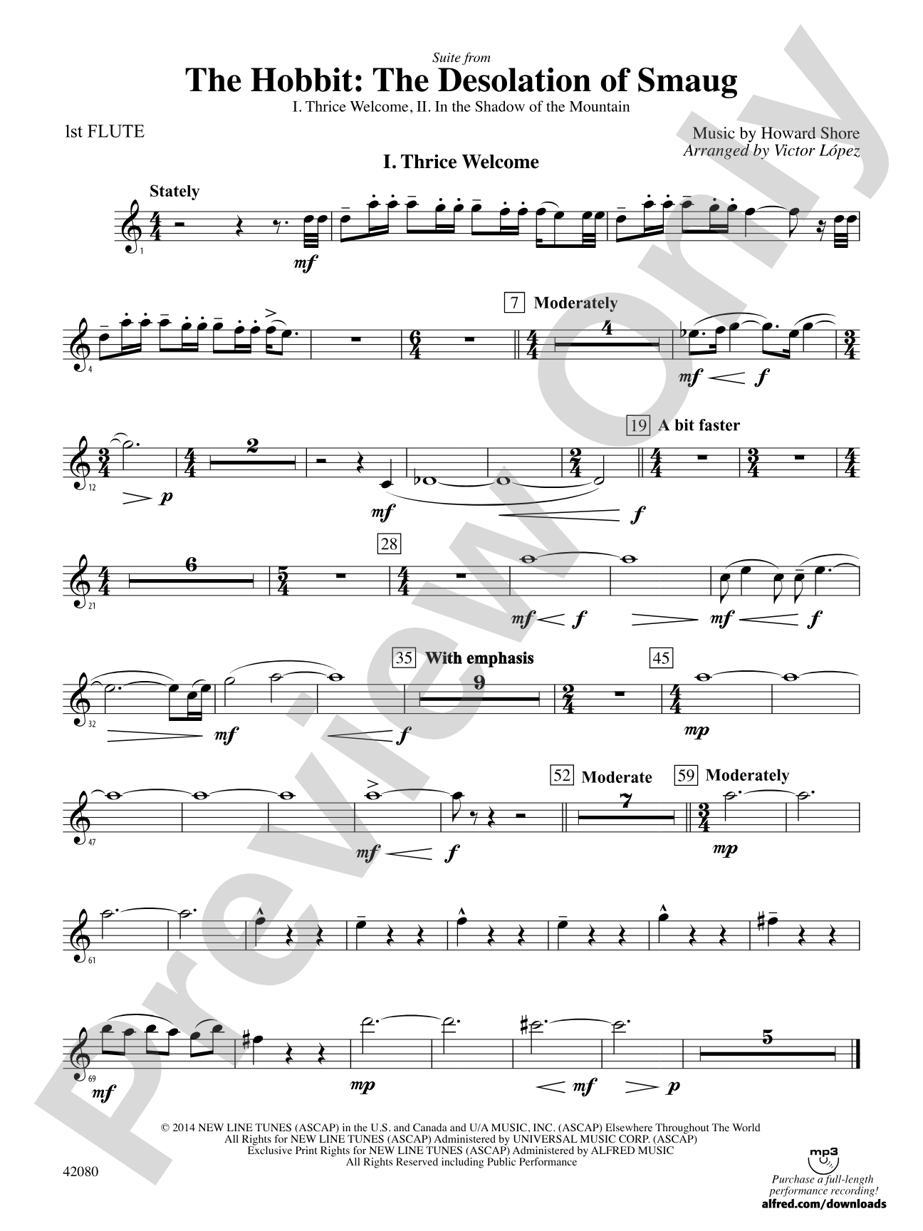 Suite from The Hobbit: The Desolation of Smaug: Flute