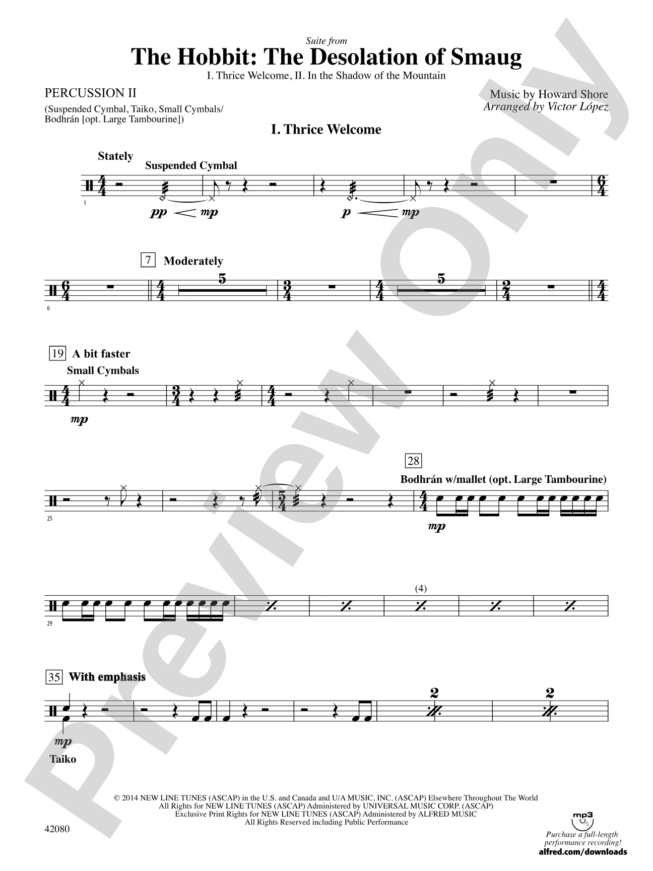 Suite from The Hobbit: The Desolation of Smaug: 2nd Percussion