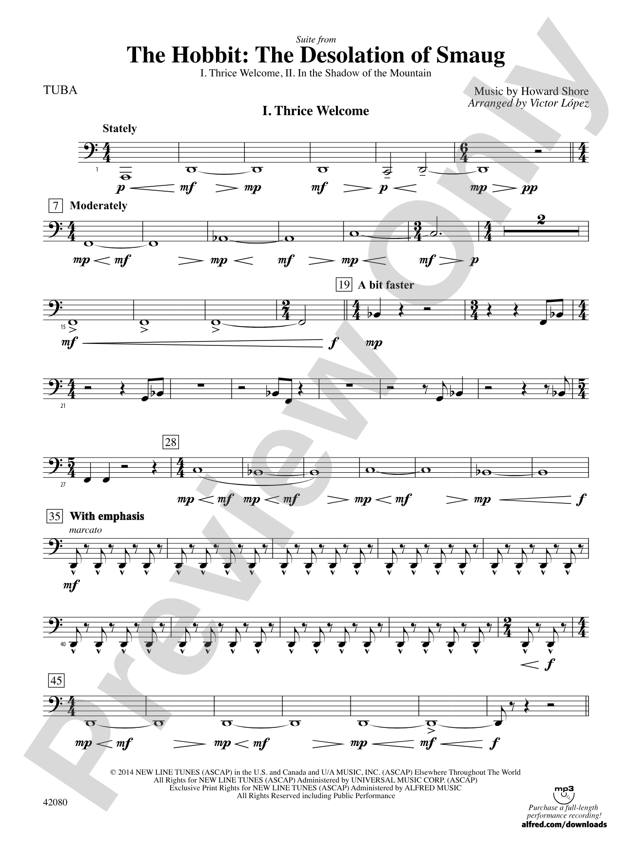 Suite from The Hobbit: The Desolation of Smaug: Tuba