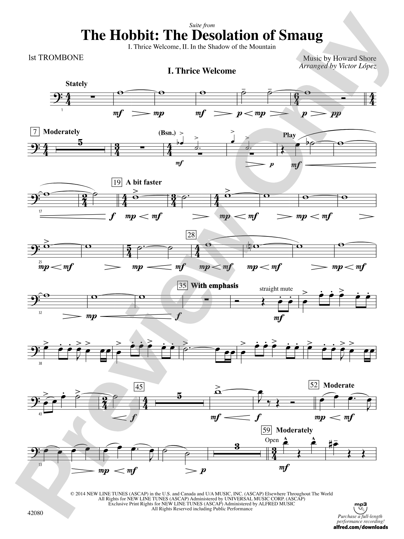 Suite from The Hobbit: The Desolation of Smaug: 1st Trombone