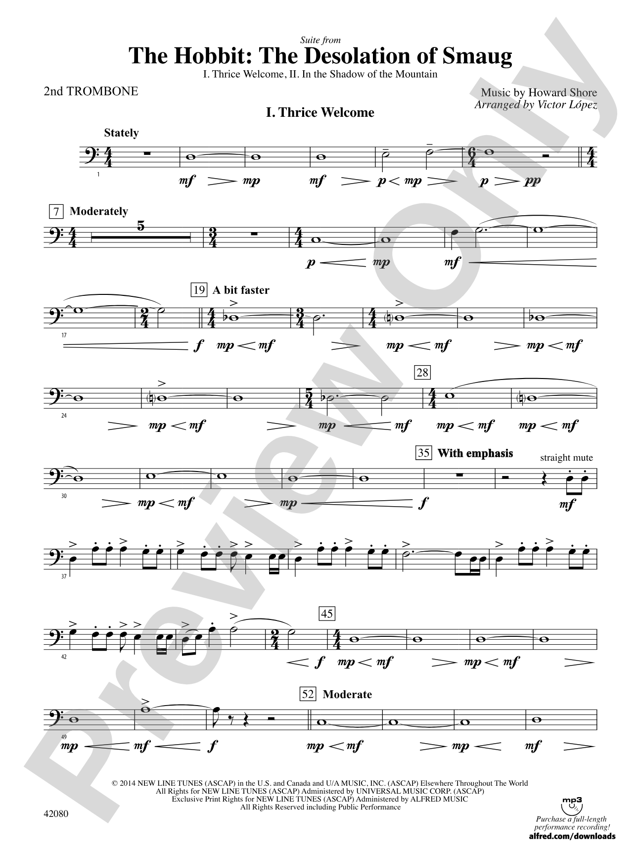 Suite from The Hobbit: The Desolation of Smaug: 2nd Trombone