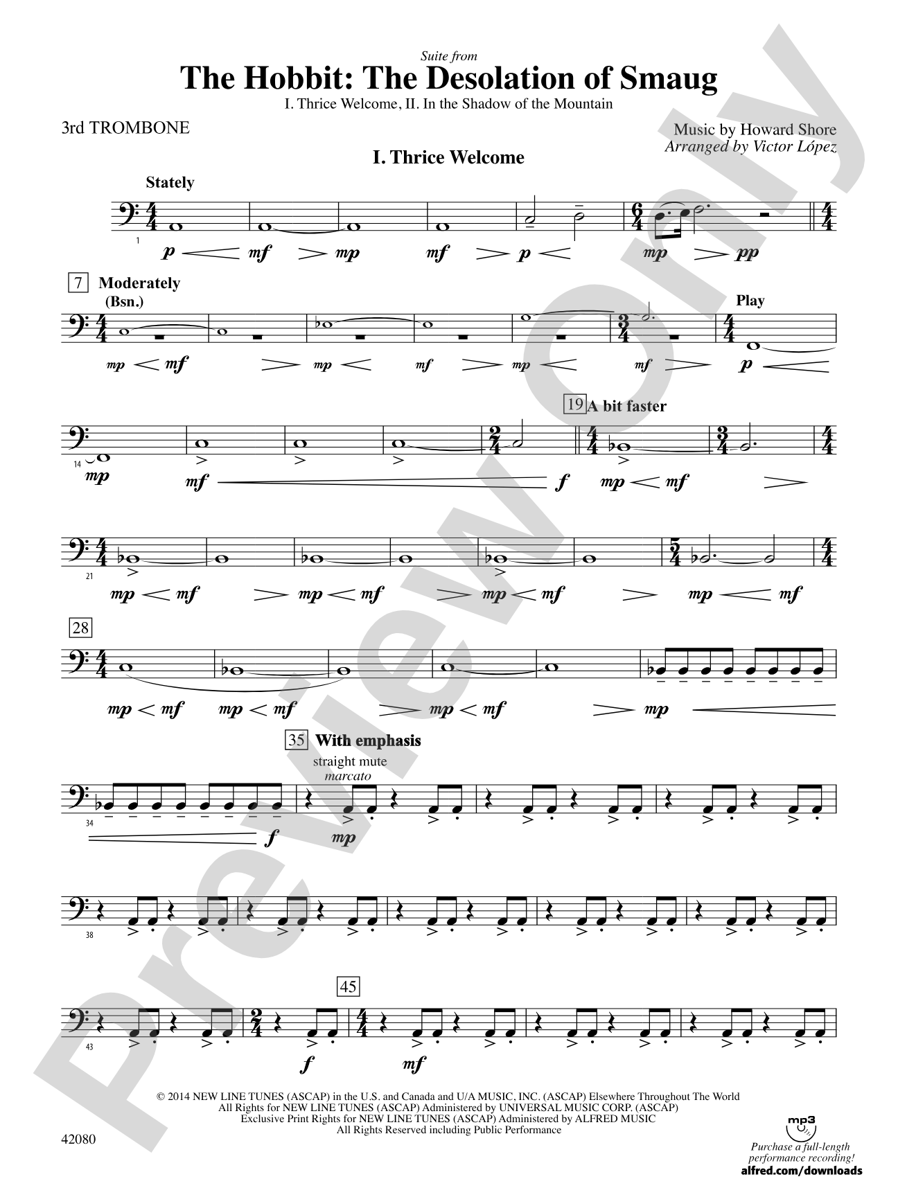 Suite from The Hobbit: The Desolation of Smaug: 3rd Trombone