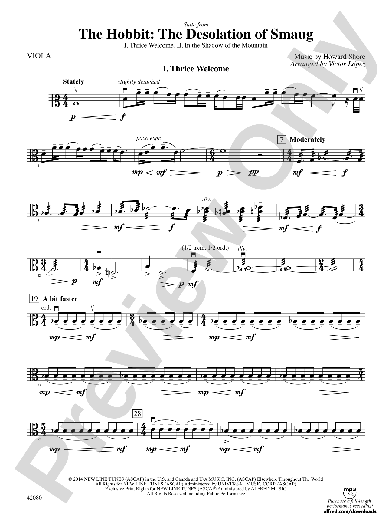 Suite from The Hobbit: The Desolation of Smaug: Viola