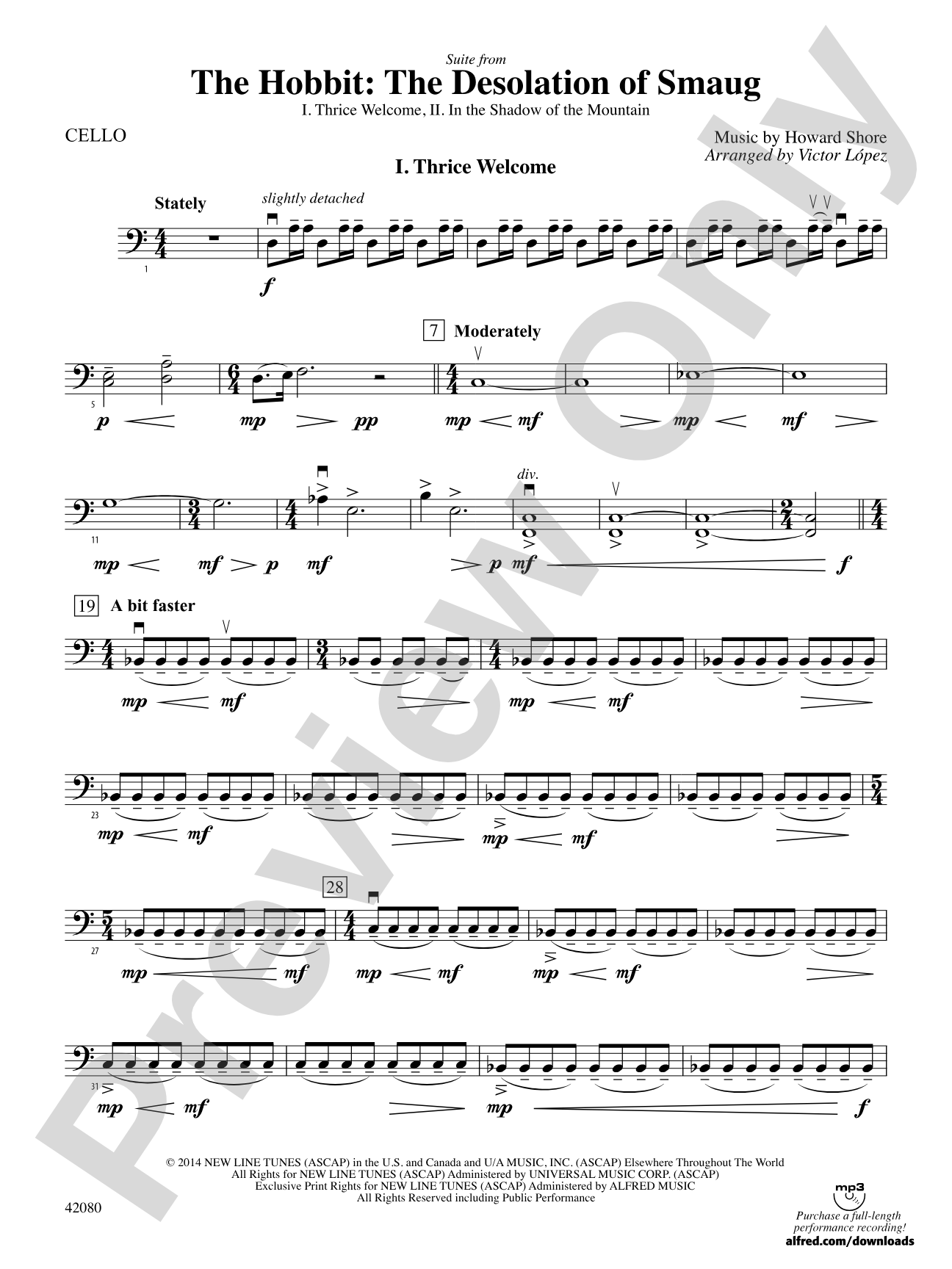 Suite from The Hobbit: The Desolation of Smaug: Cello