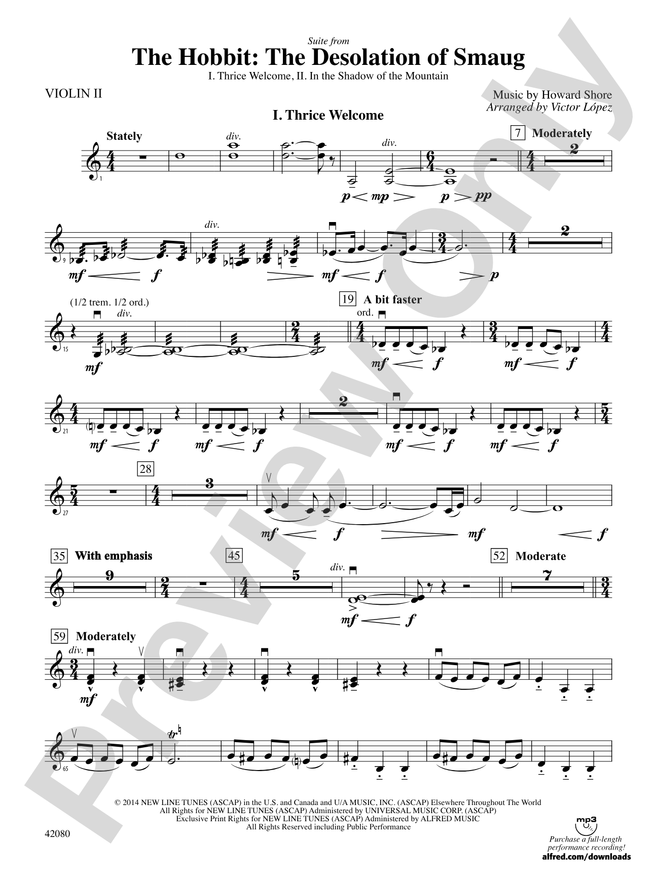 Suite from The Hobbit: The Desolation of Smaug: 2nd Violin