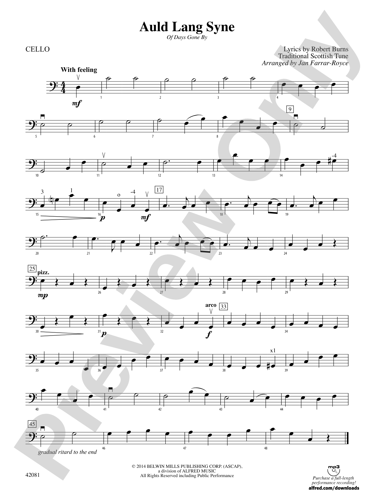 Auld Lang Syne: Cello