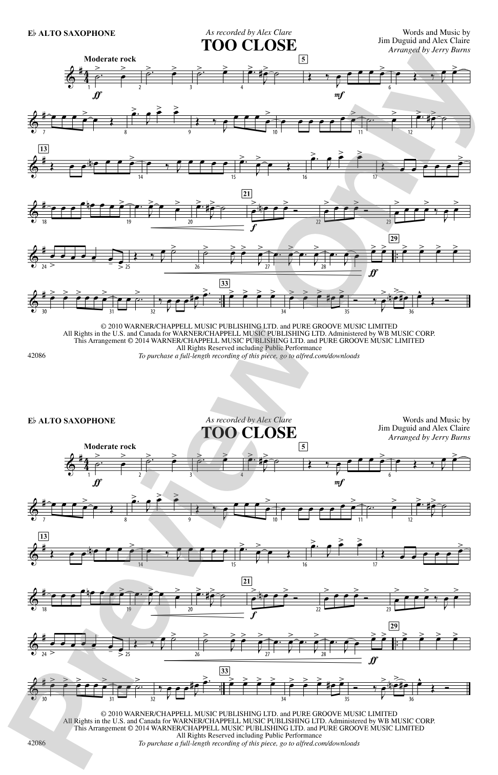 Too Close: E-flat Alto Saxophone