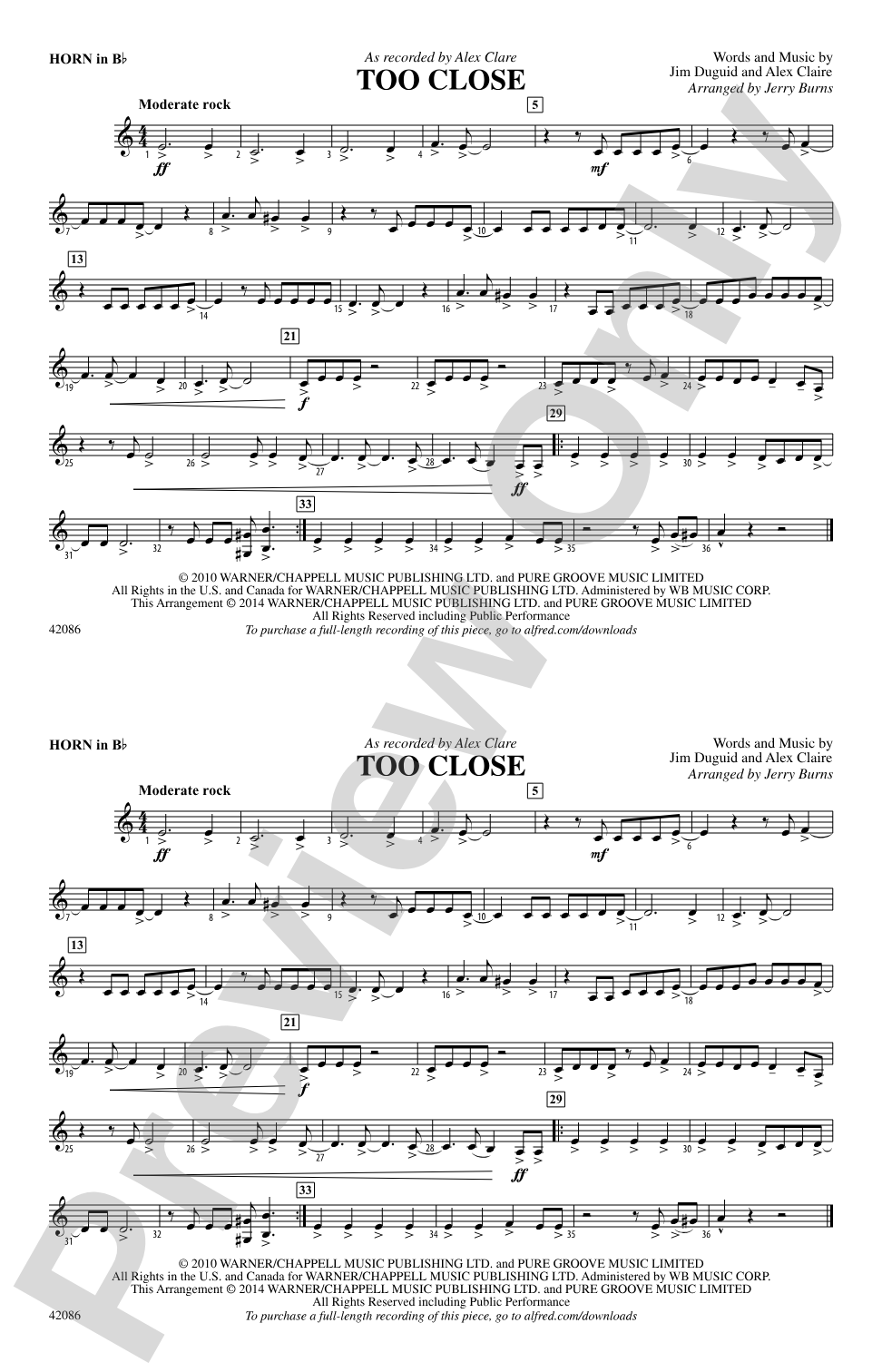 Too Close: Horn in B flat