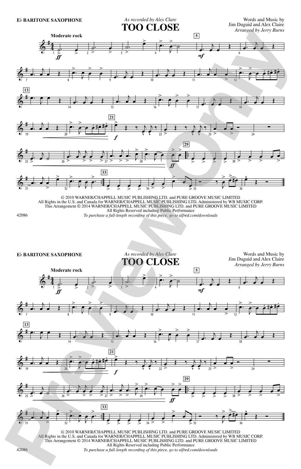 Too Close: E-flat Baritone Saxophone