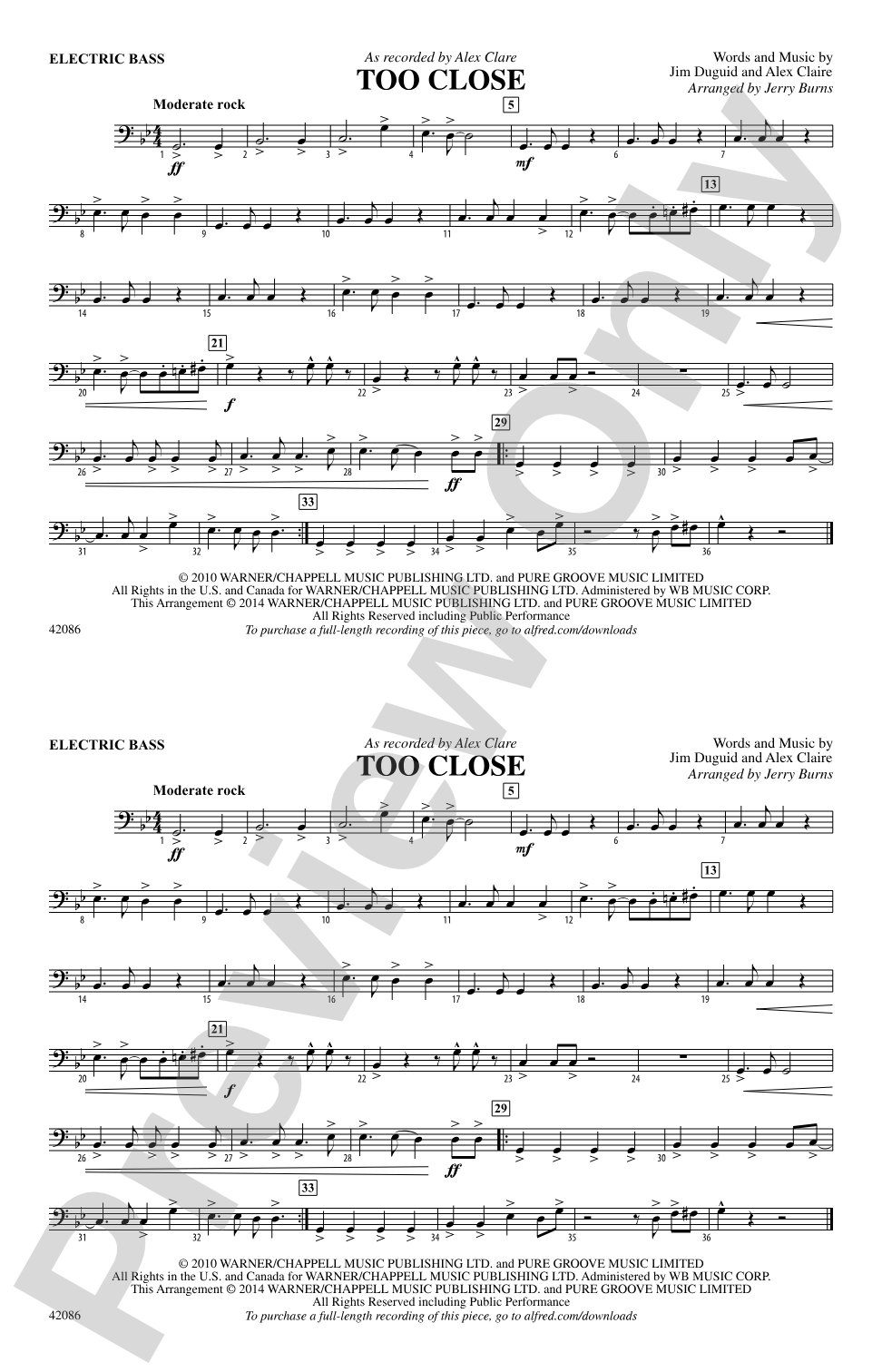 Too Close: Electric Bass