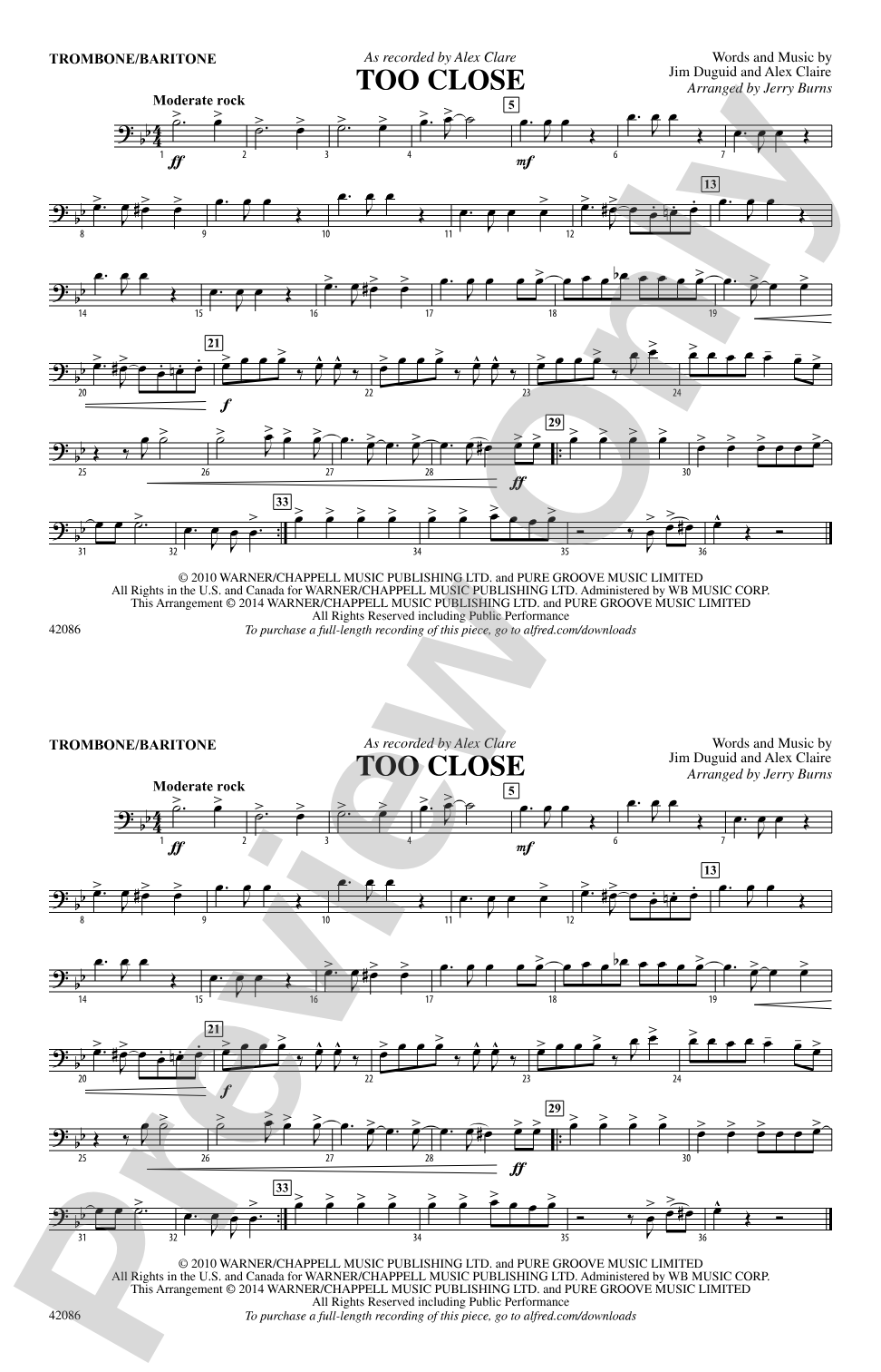 Too Close: Trombone/Baritone