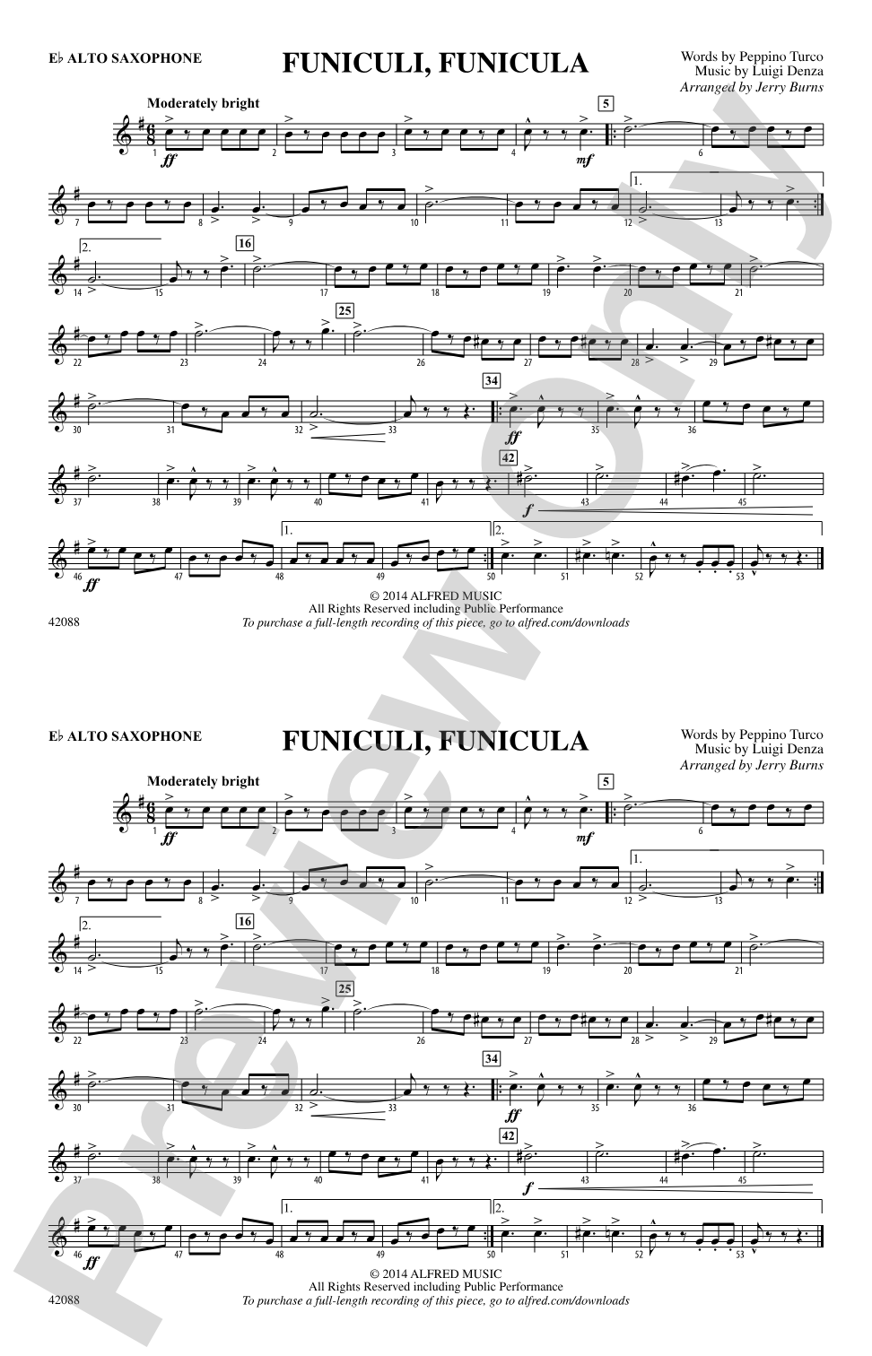 Funiculi, Funicula: E-flat Alto Saxophone