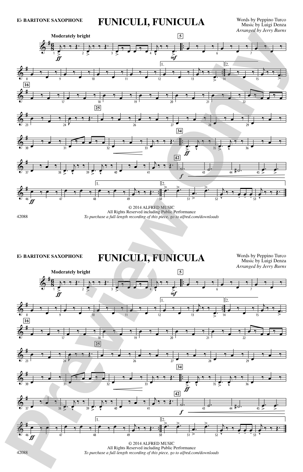 Funiculi, Funicula: E-flat Baritone Saxophone
