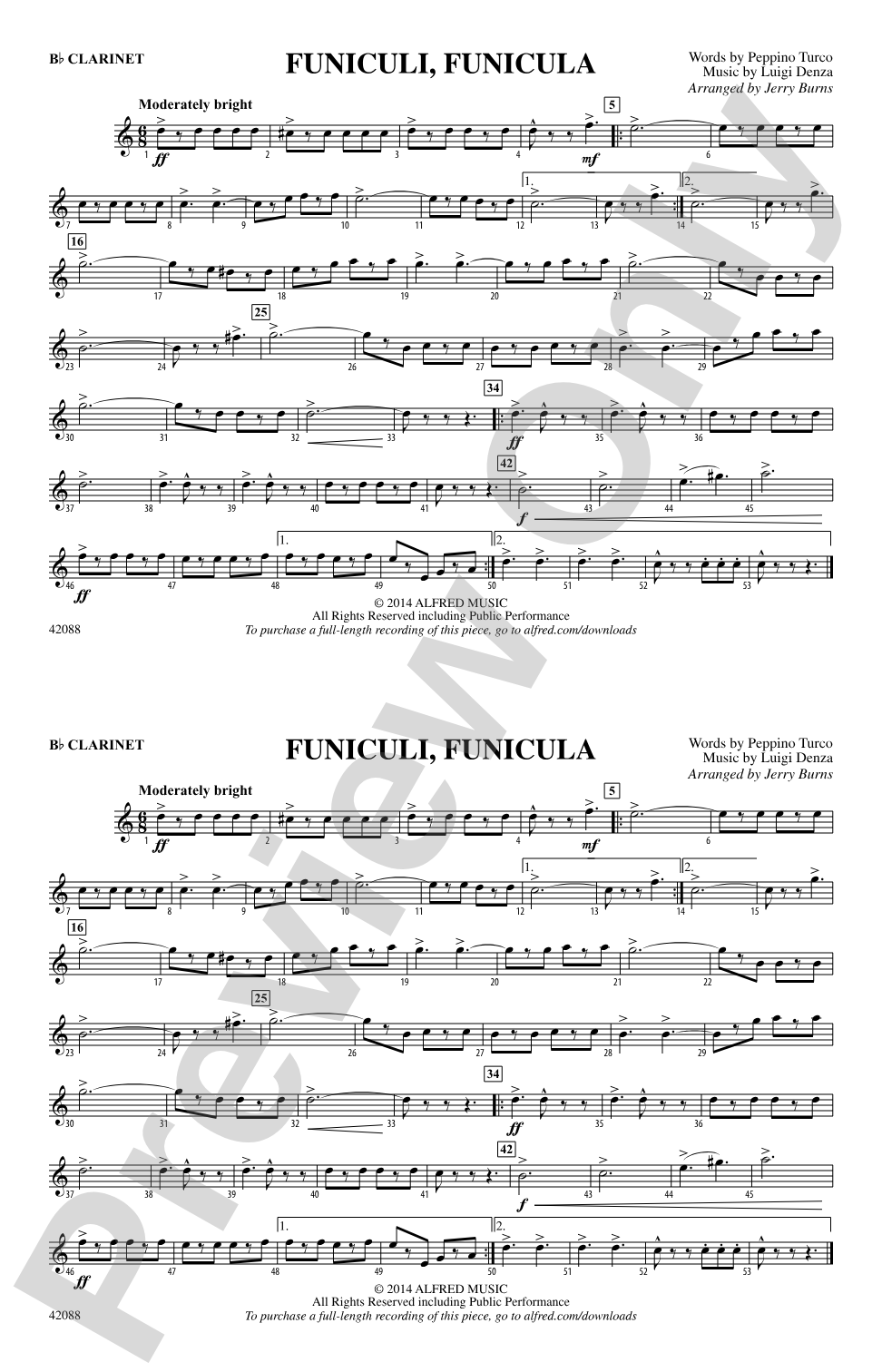 Funiculi, Funicula: 1st B-flat Clarinet
