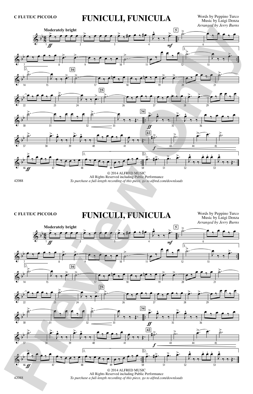 Funiculi, Funicula: Flute
