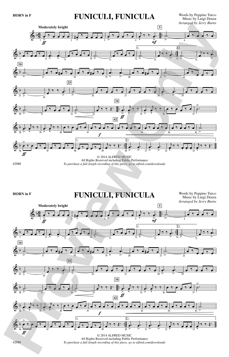 Funiculi, Funicula: 1st F Horn