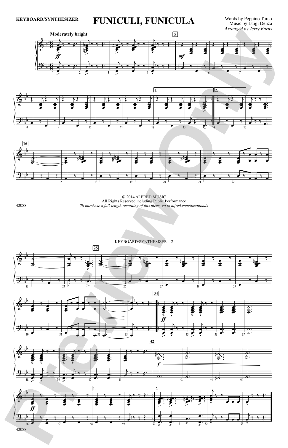 Funiculi, Funicula: Piano Accompaniment
