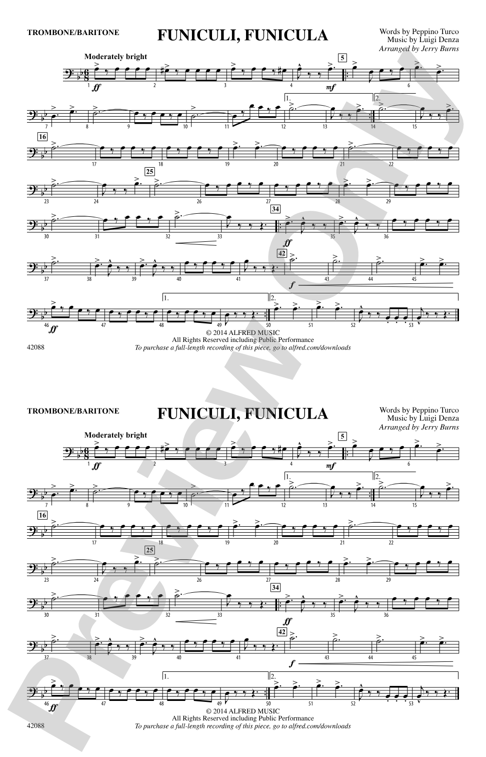 Funiculi, Funicula: Trombone/Baritone