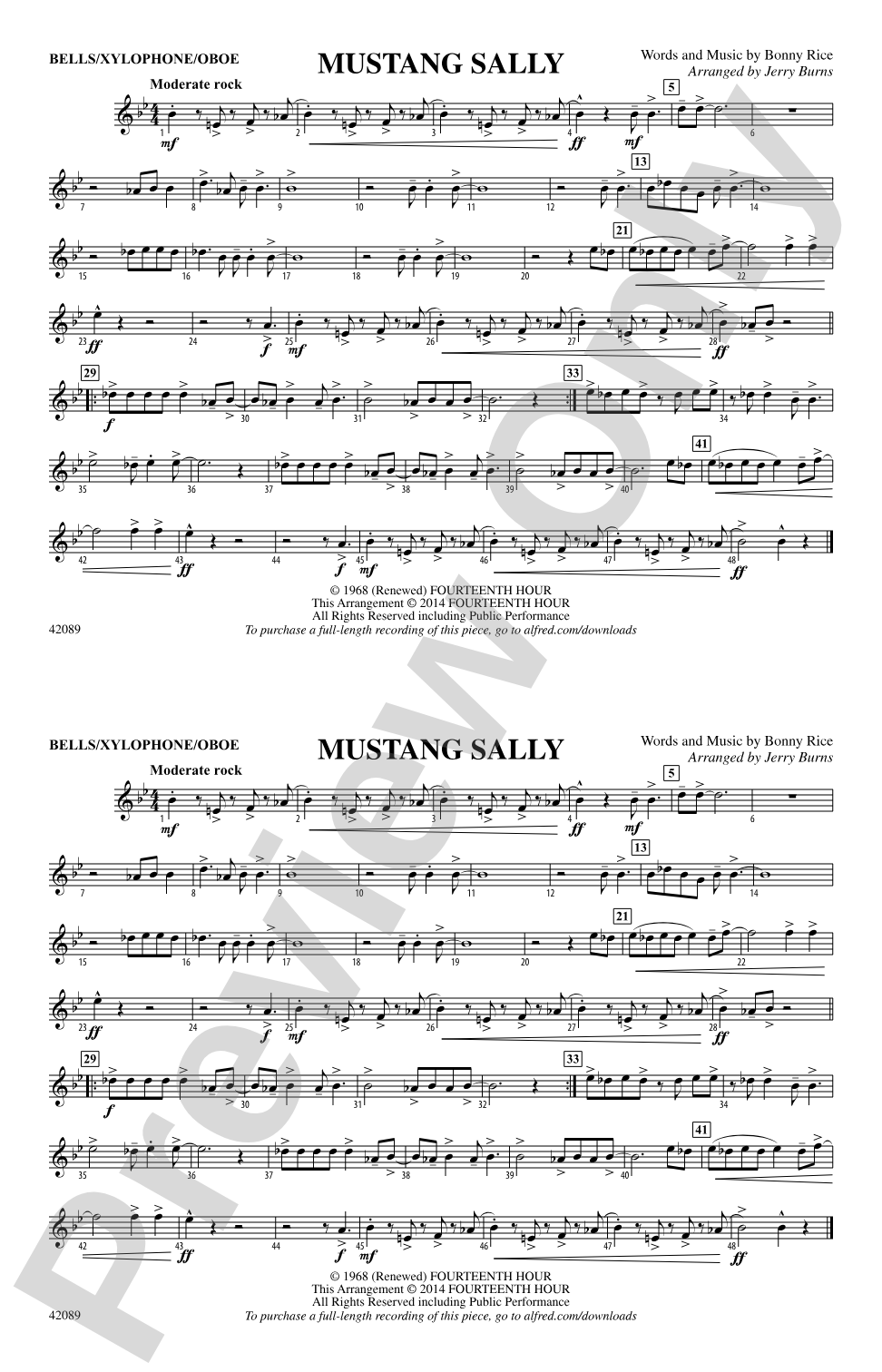 Mustang Sally: Bells/Xylophone/Oboe