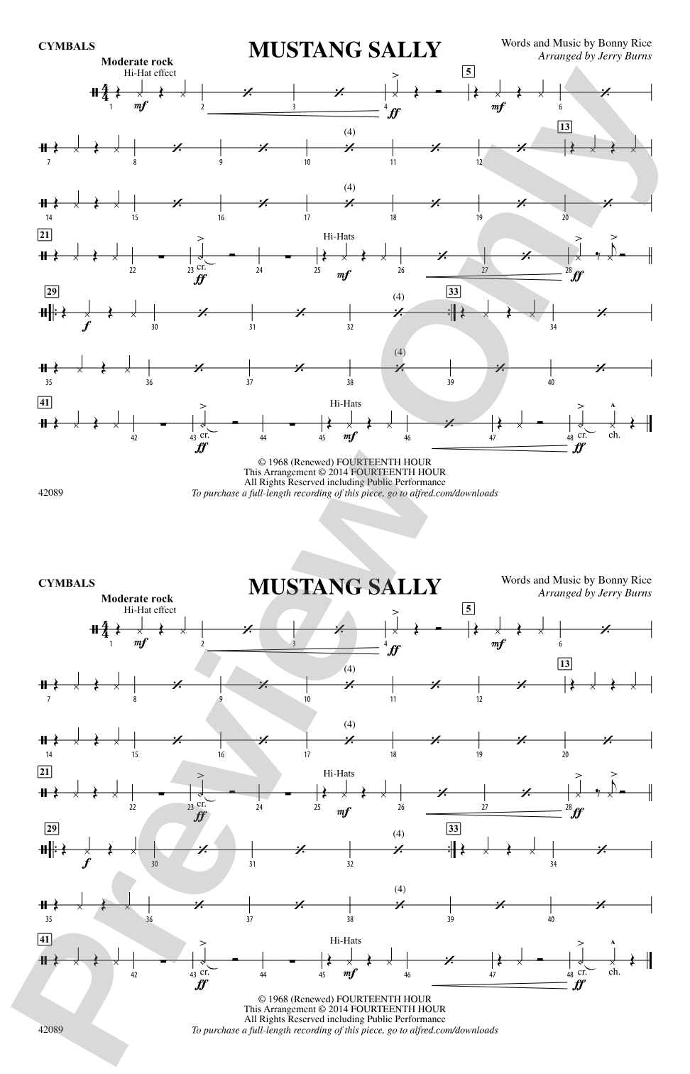 Mustang Sally: Cymbals