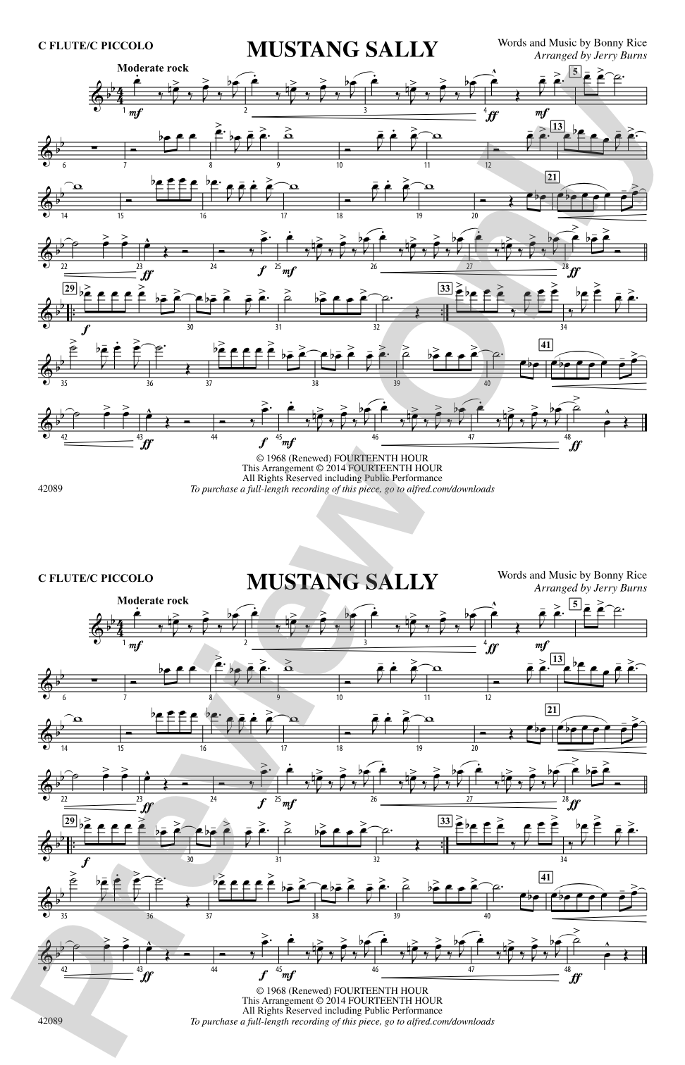 Mustang Sally: Flute