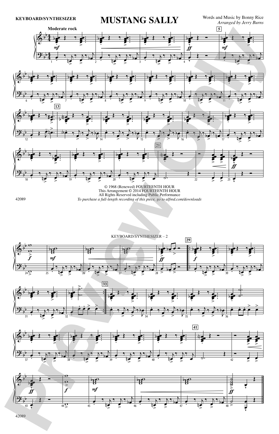 Mustang Sally: Piano Accompaniment