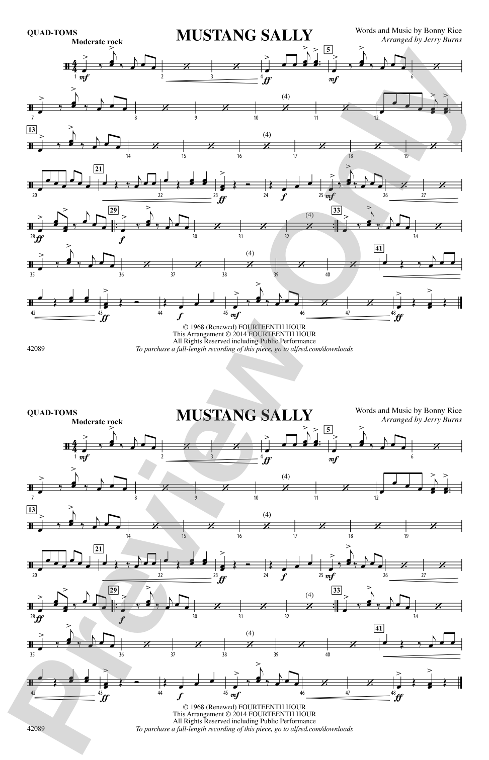 Mustang Sally: Quad-Toms