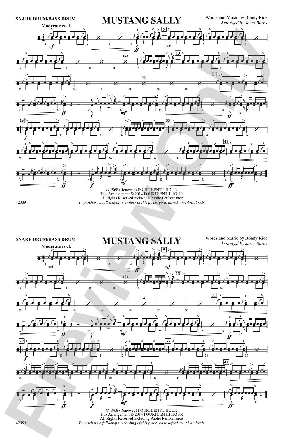 Mustang Sally: Snare Drum/Bass Drum