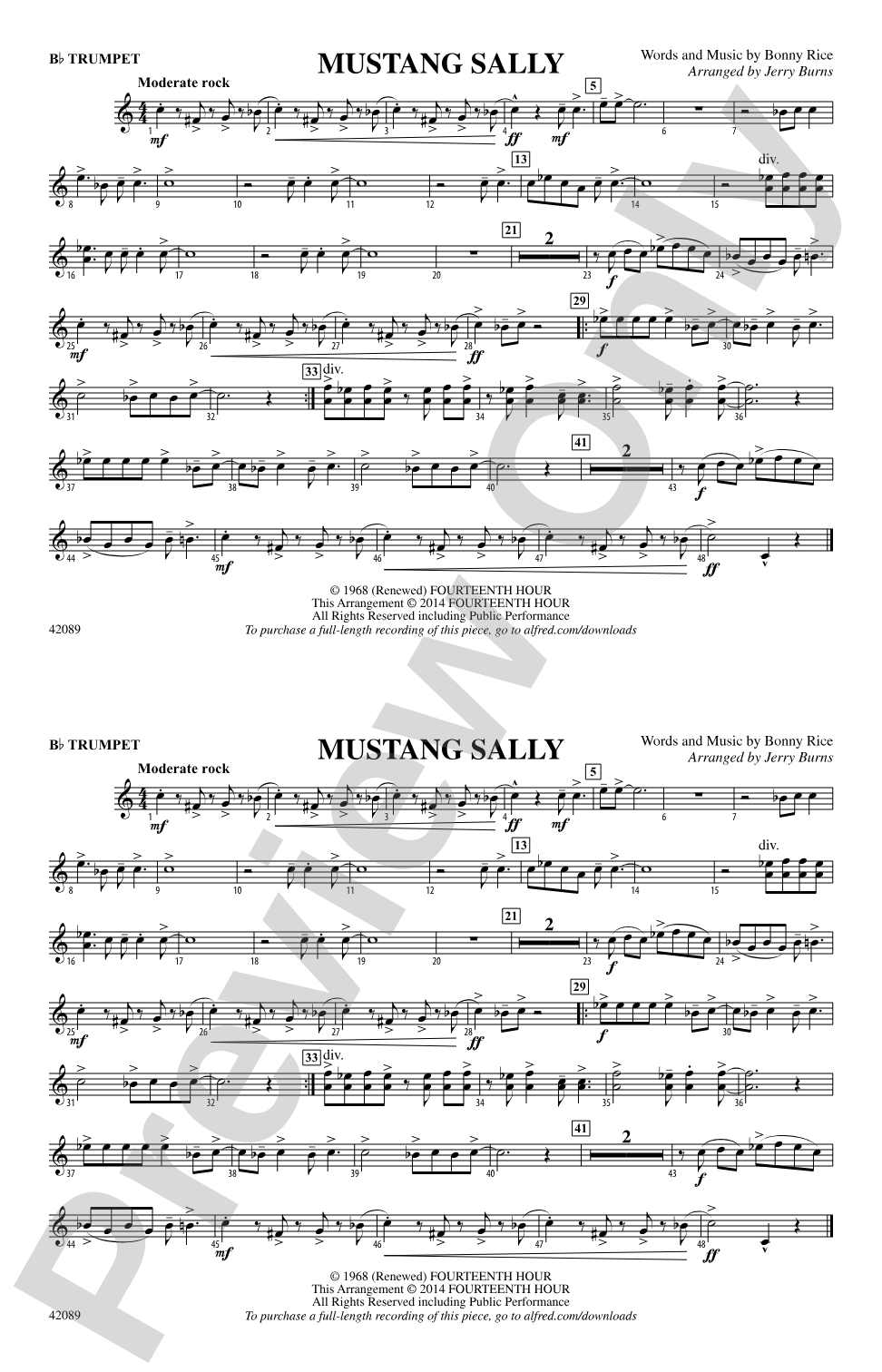 Mustang Sally: 1st B-flat Trumpet