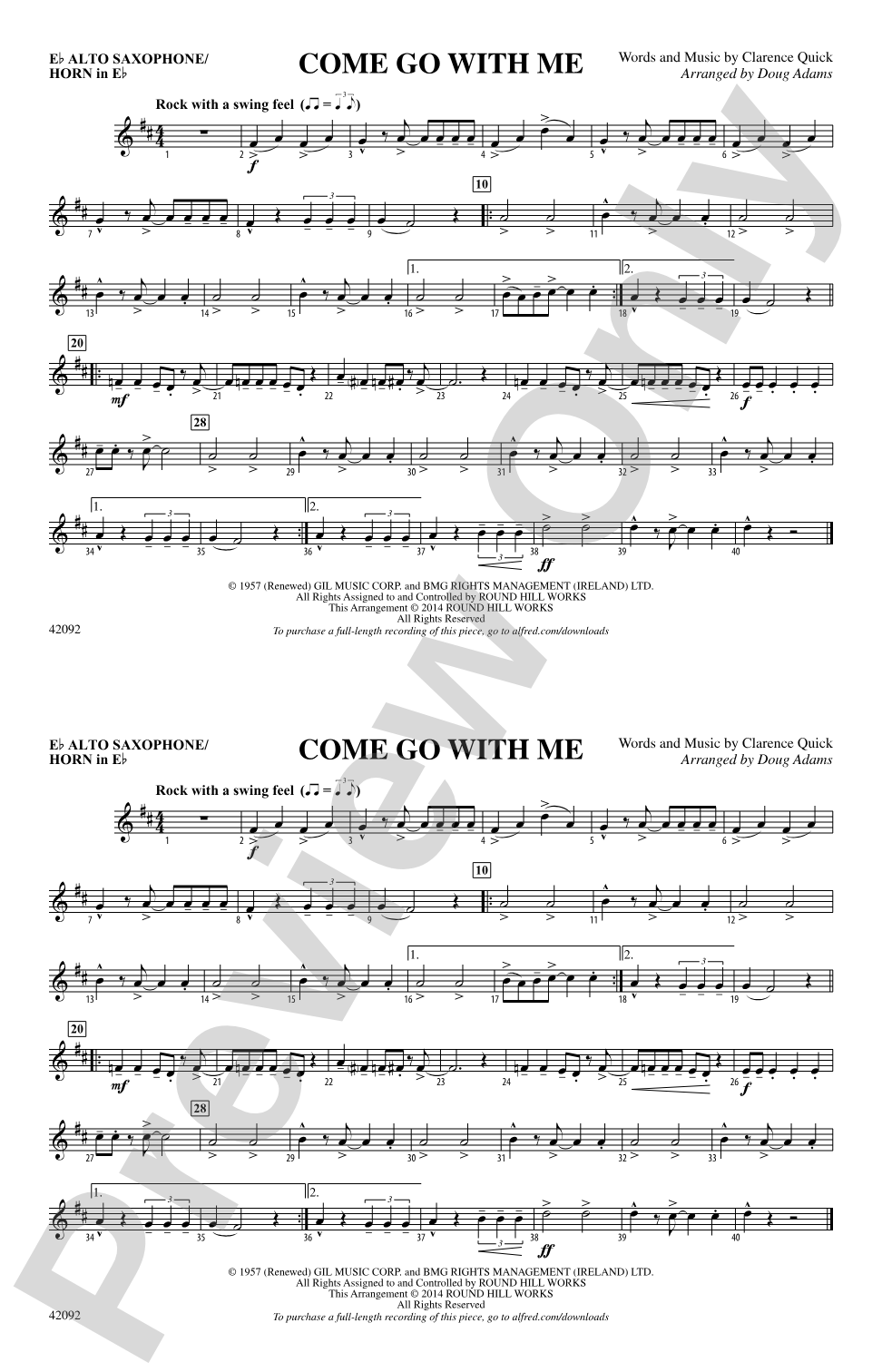 Come Go with Me: E-flat Alto Saxophone