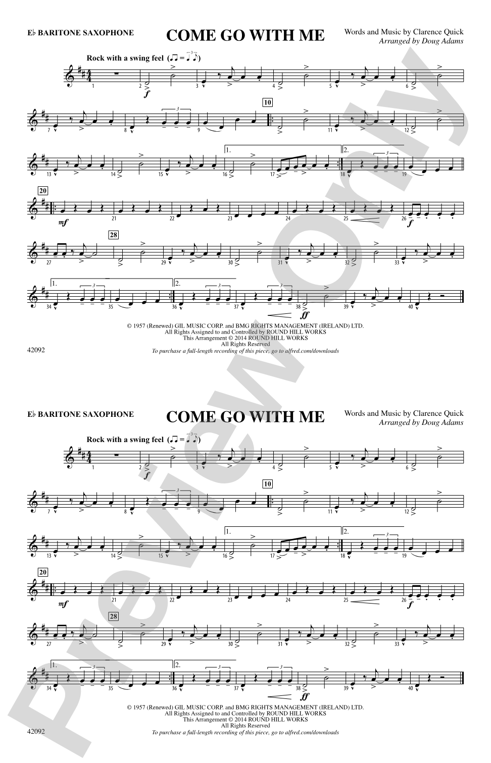 Come Go with Me: E-flat Baritone Saxophone