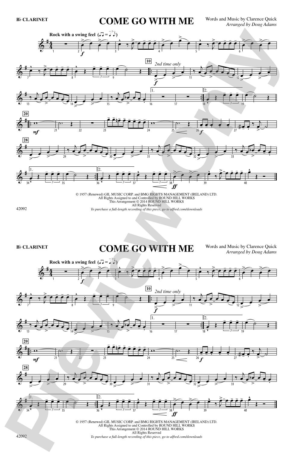 Come Go with Me: 1st B-flat Clarinet