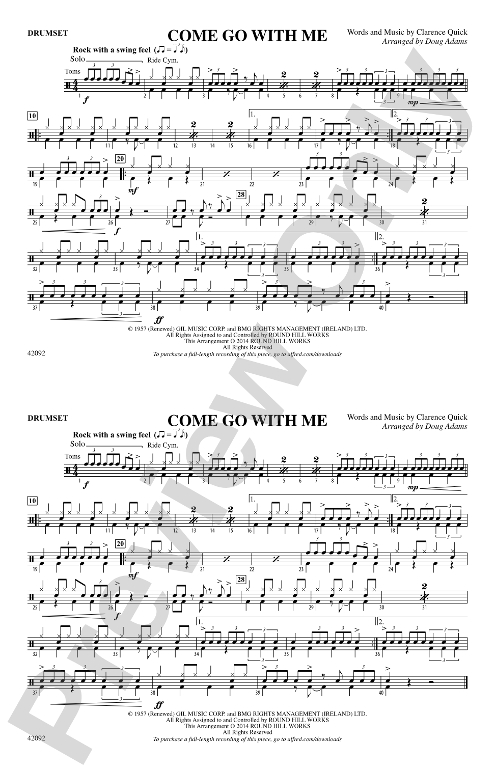 Come Go with Me: Drums