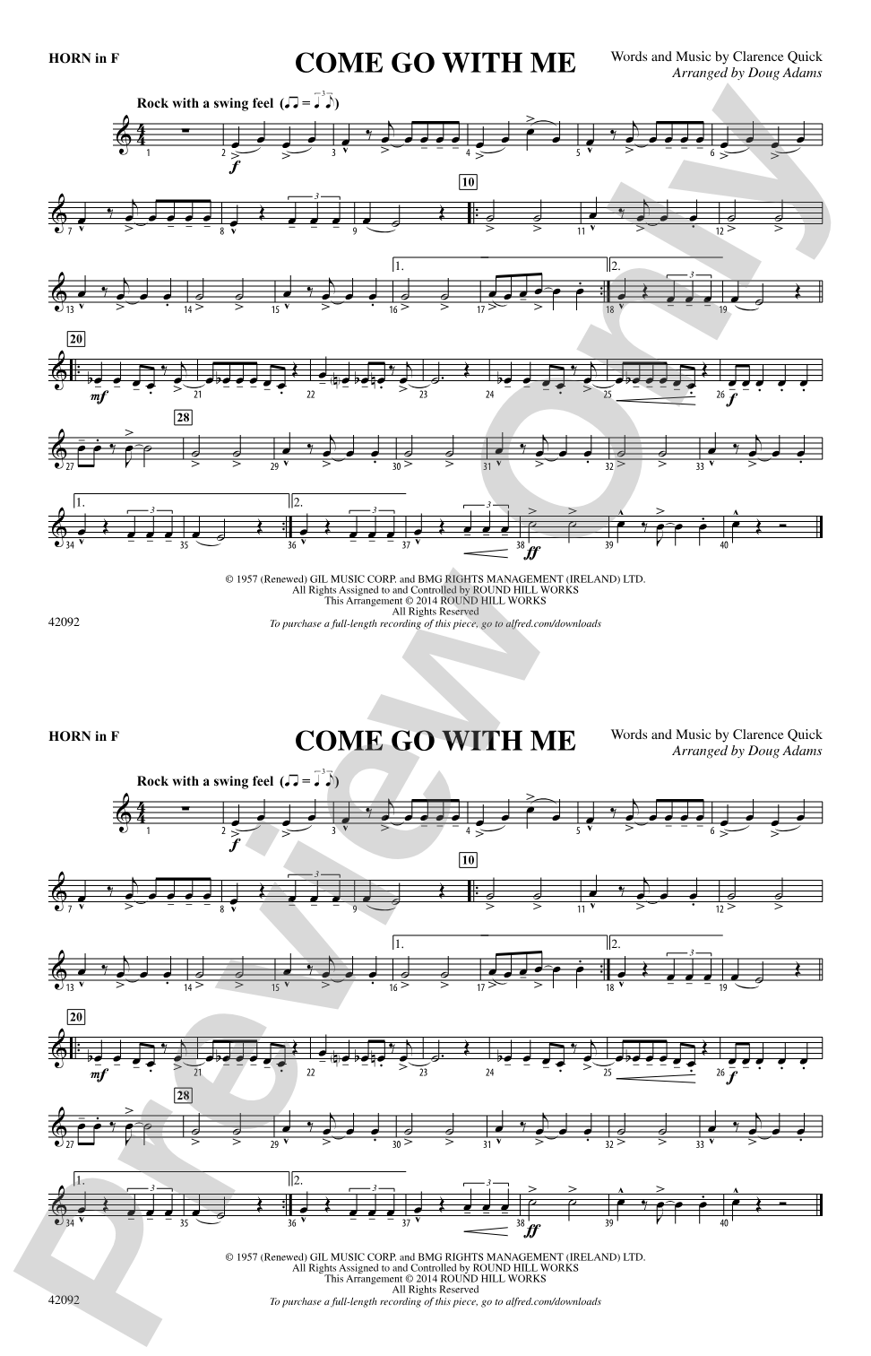 Come Go with Me: 1st F Horn