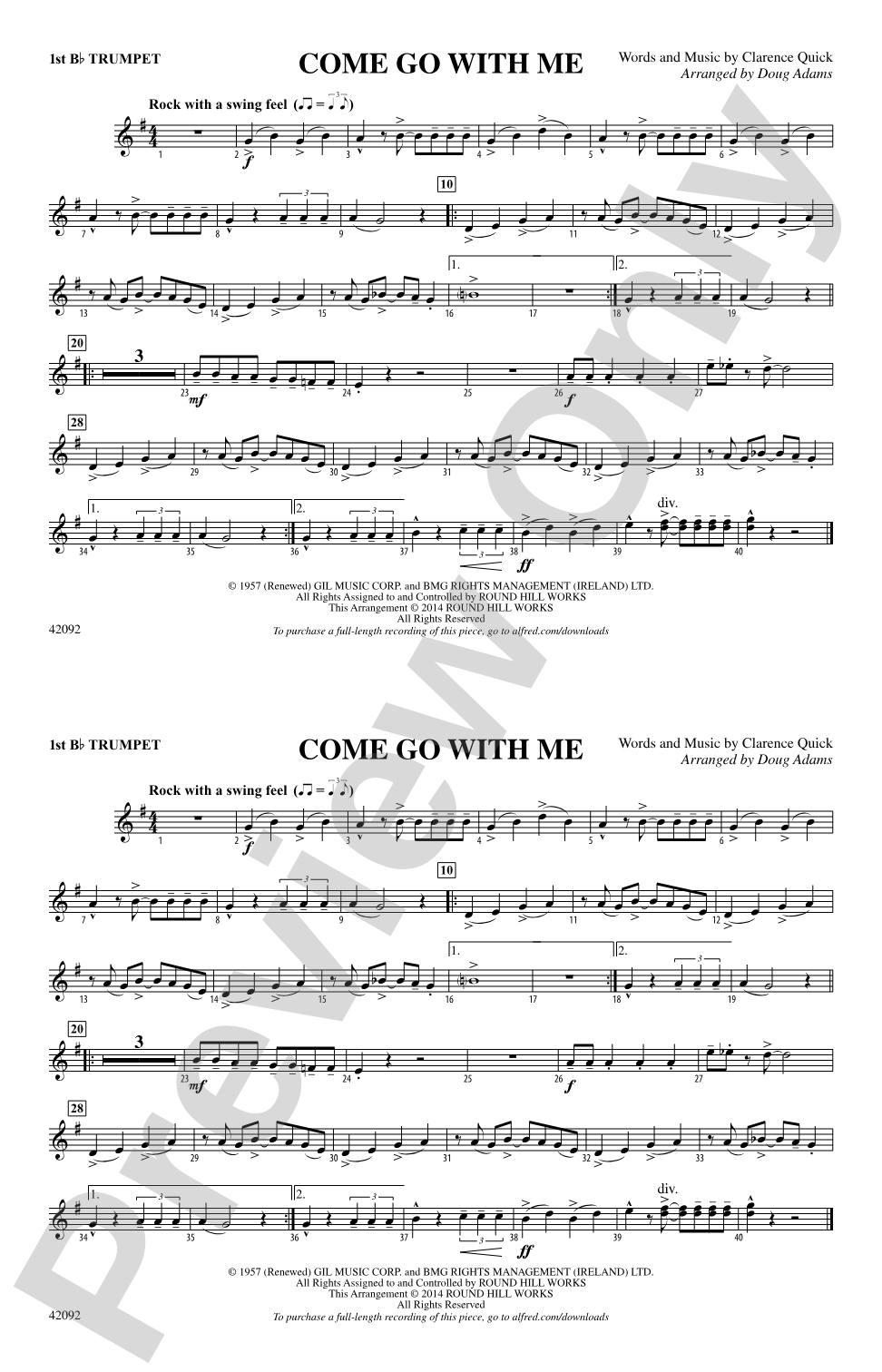 Come Go with Me: 1st B-flat Trumpet