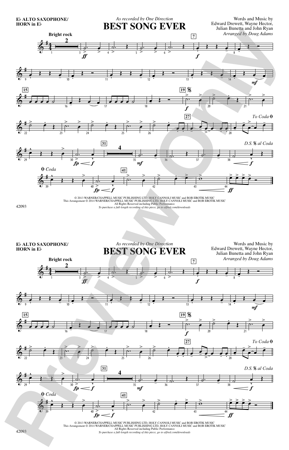 Best Song Ever: E-flat Alto Saxophone
