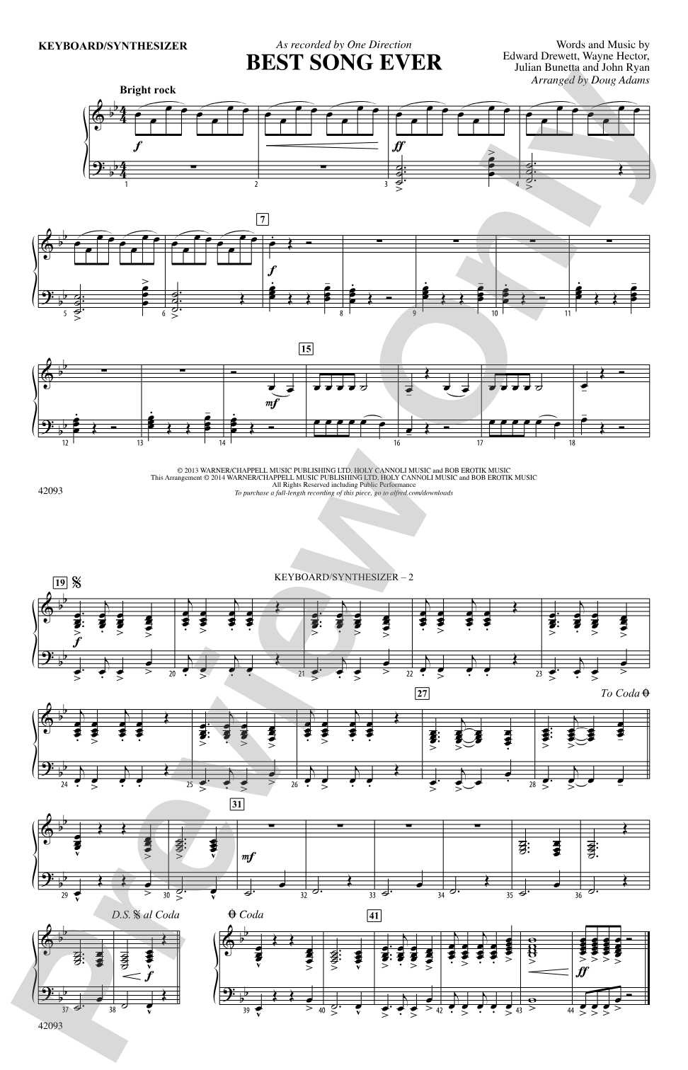 Best Song Ever: Piano Accompaniment