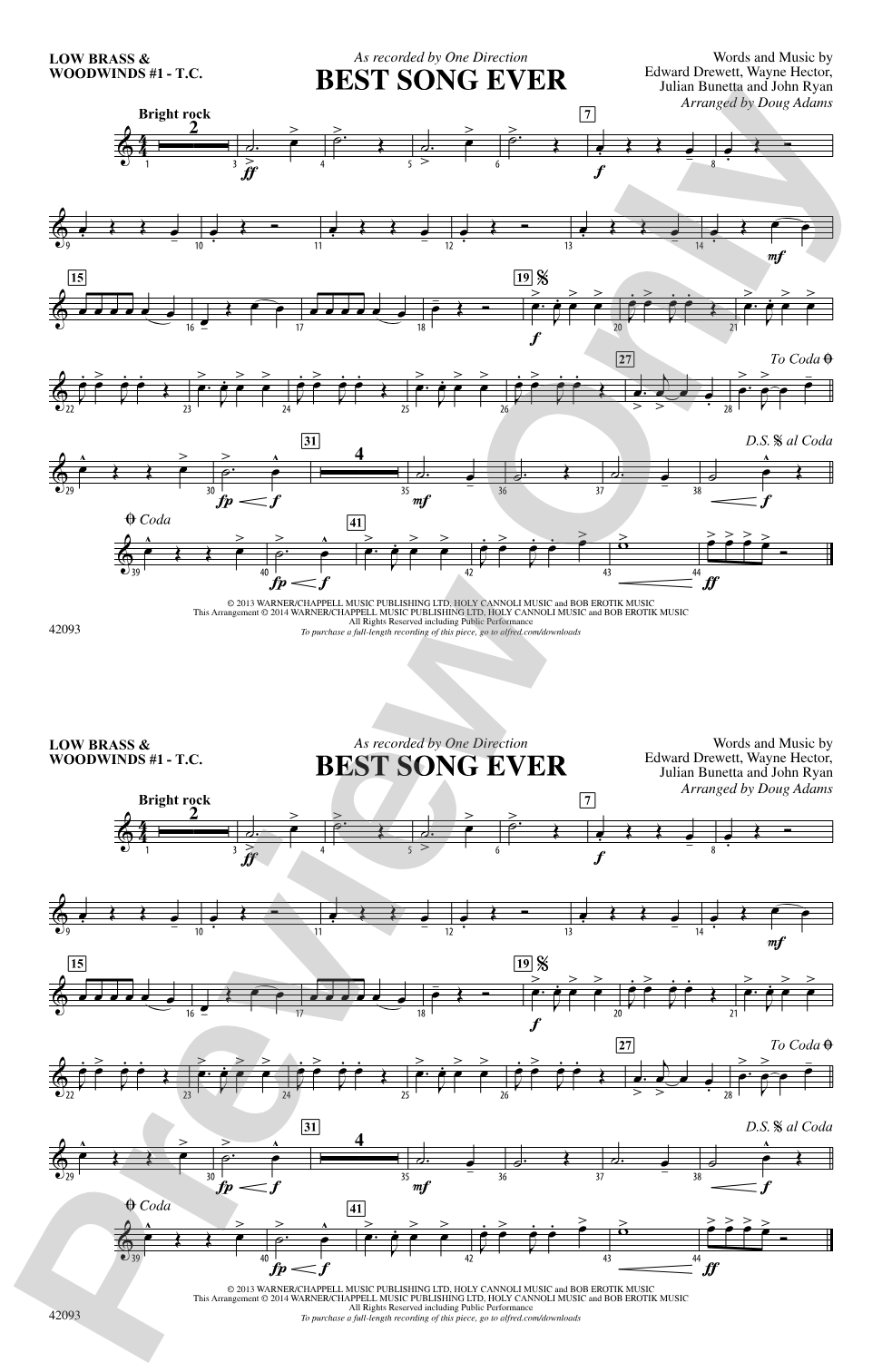 Best Song Ever: Low Brass & Woodwinds #1 - Treble Clef