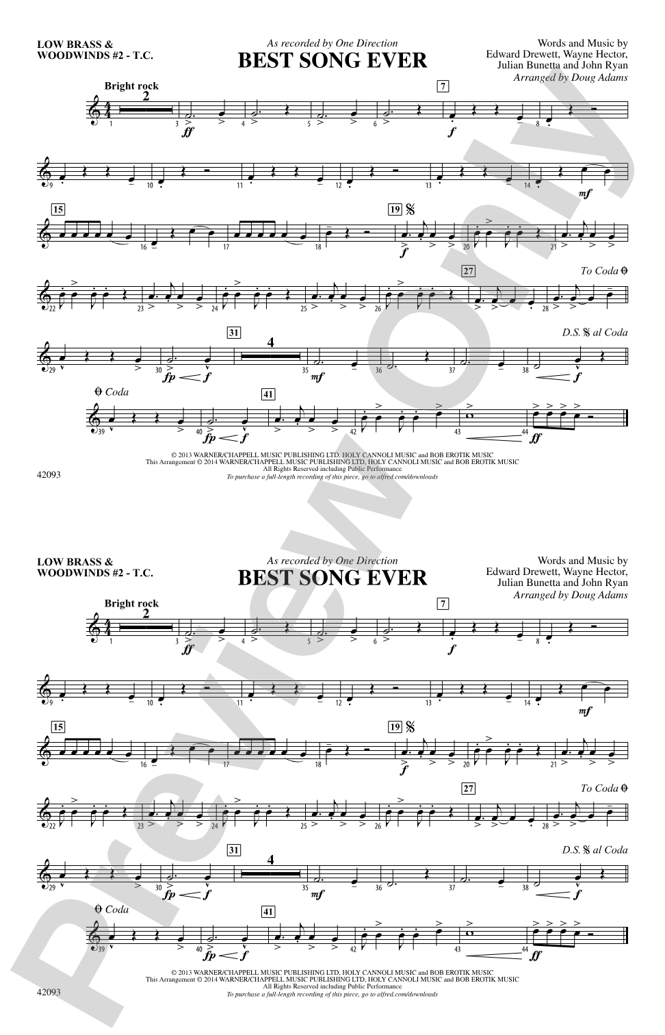 Best Song Ever: Low Brass & Woodwinds #2 - Treble Clef