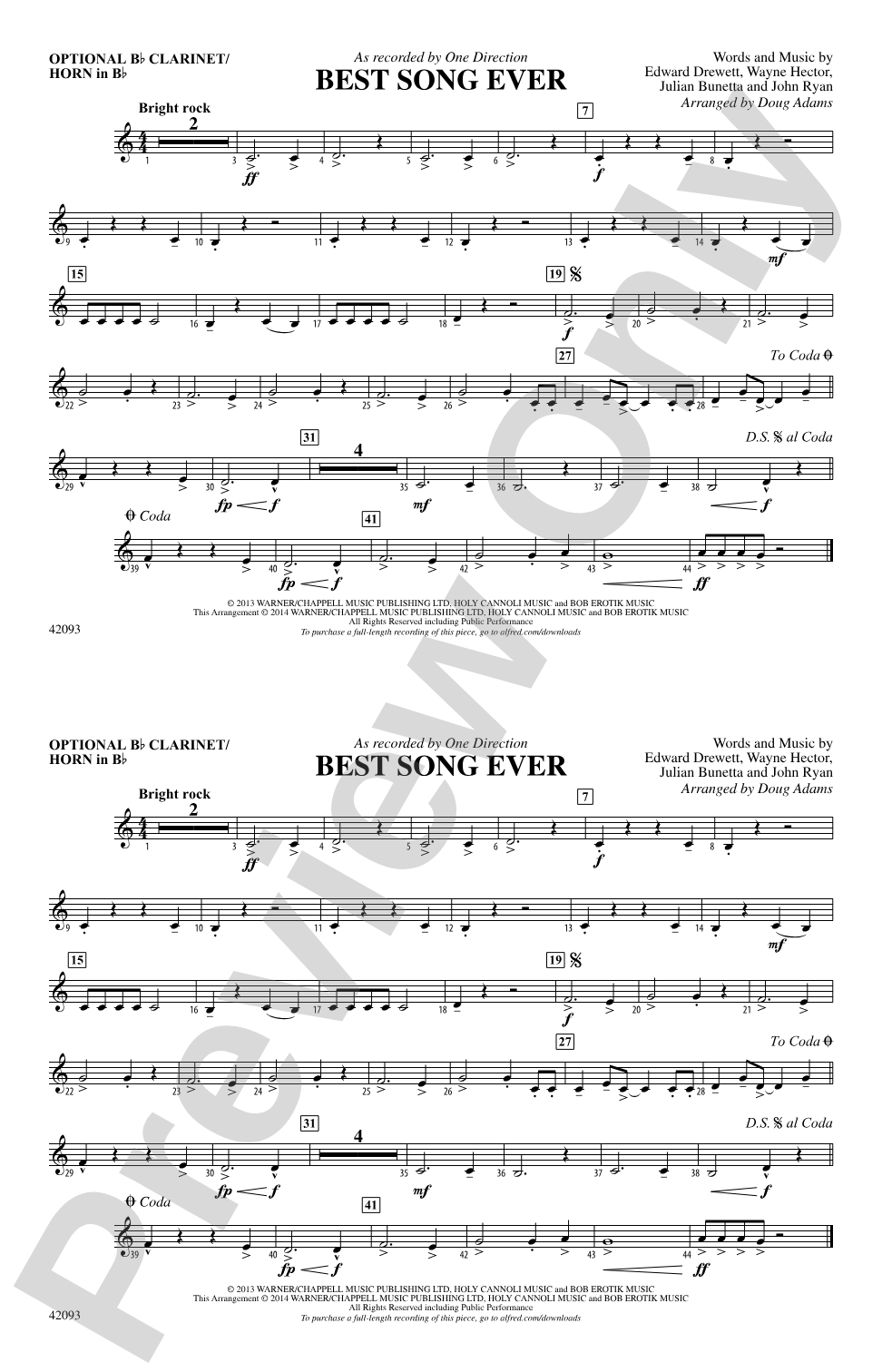 Best Song Ever: Optional Bb Clarinet/Horn in Bb