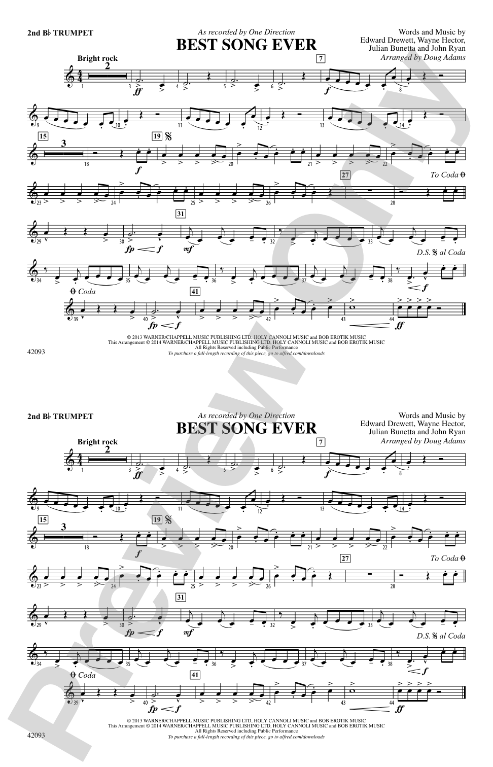 Best Song Ever: 2nd B-flat Trumpet
