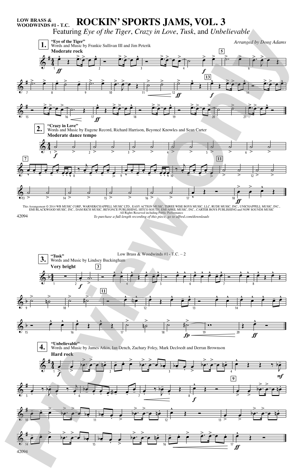 Rockin' Sports Jams, Vol. 3: Low Brass & Woodwinds #1 - Treble Clef