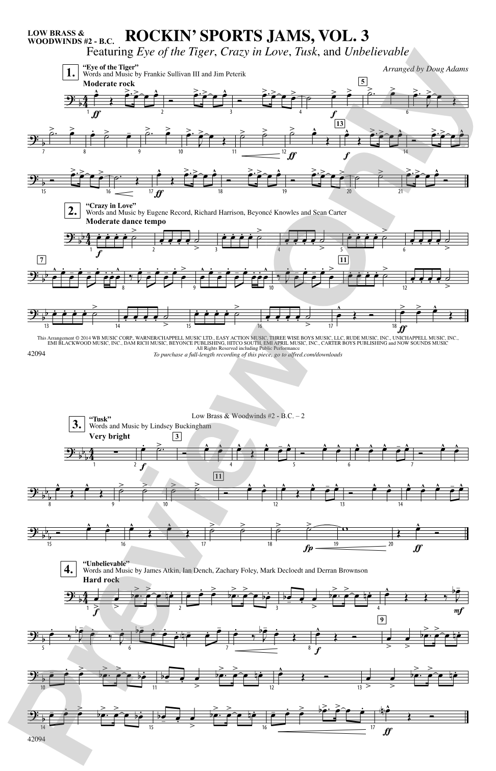 Rockin' Sports Jams, Vol. 3: Low Brass & Woodwinds #2 - Bass Clef