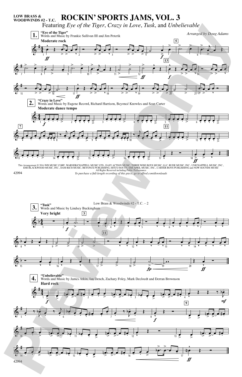 Rockin' Sports Jams, Vol. 3: Low Brass & Woodwinds #2 - Treble Clef