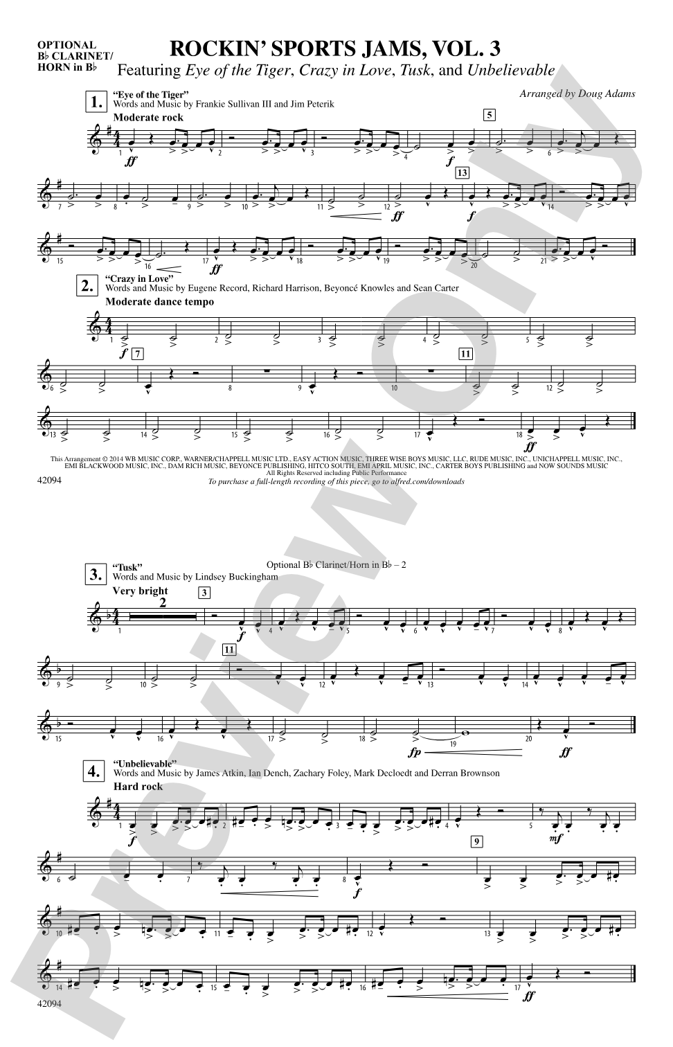 Rockin' Sports Jams, Vol. 3: Optional Bb Clarinet/Horn in Bb